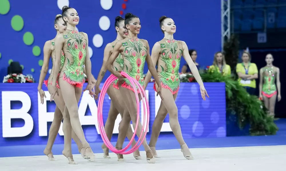 Conjunto brasileiro na Copa do Mundo de Pesaro em 2017. Torneio foi adiado em 2020 por conta do coronavírus