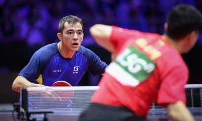 Hugo Calderano em ação pelo Mundial Individual de tênis de mesa 2019