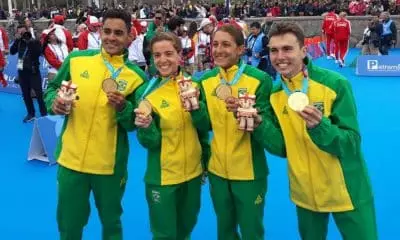 Vittoria Lopes Luisa Baptista Kauê Willy Manoel Messias ouro revezamento misto triatlo Jogos Pan-Americanos Triatlo Olimpíada Tóquio