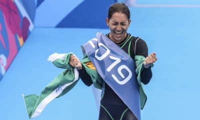 Luisa Baptista durante a prova do triatlo no Pan-2019