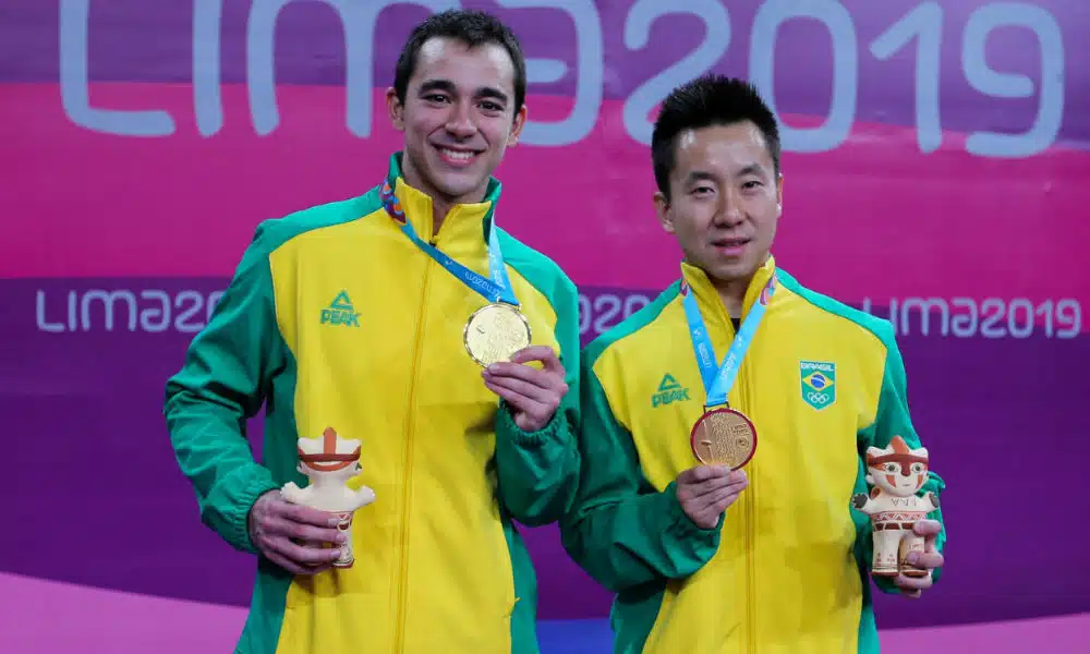 Brasileiros Hugo Calderano e Gustavo Tsuboi do tênis de mesa em 2019