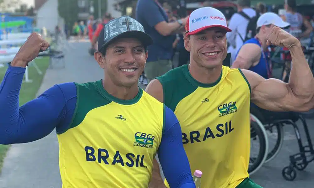 Luis Cardoso e Caio Ribeiro no mundial de paracanoagem