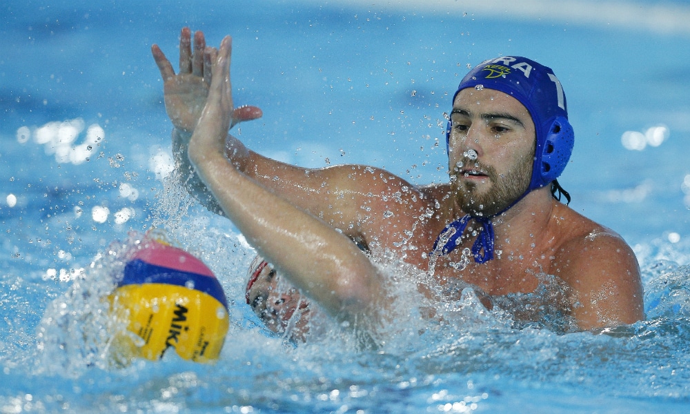 Grummy em ação pela seleção brasileira de polo aquático brasil