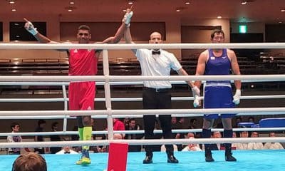 Abner Teixeiria, do boxe, no evento teste para Tóquio 2020