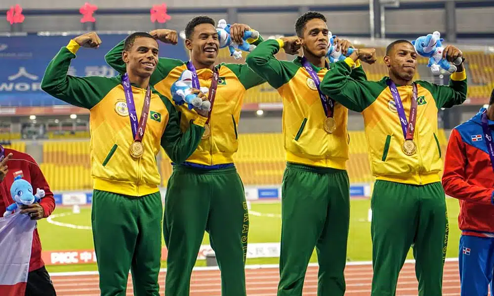 Revezamento 4x100 masculino campeão dos Jogos Mundiais Militares
