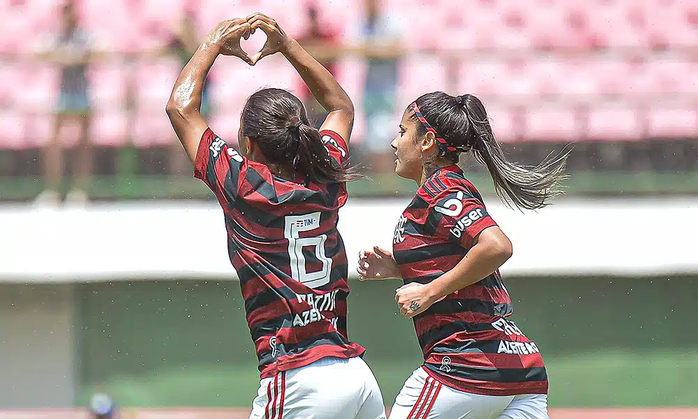 Ana Clara comemora o gol de empate do Flamengo na final contra o Fluminense no Carioca de futebol feminino ao vivo flamengo x América campeonato carioca de futebol feminino ao vivo flamengo x portuguesa