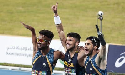 Petrúcio Ferreira, Washington Júnior e Yohansson Nascimento nos 100m do Mundial de Atletismo Paralímpico em Dubai