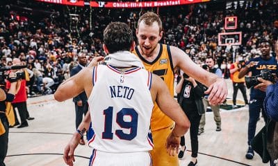 Raulzinho na derrota do Philadelphia 76ers sobre o Jazz na NBA