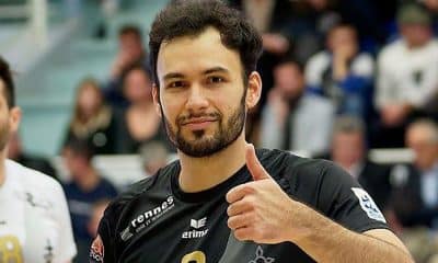 Thiaguinho, do Rennes, no campeonato francês de vôlei na França