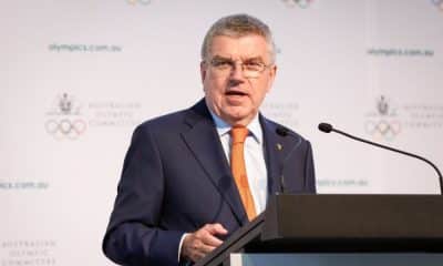 Thomas Bach, do COI em mensagem de abertura de 2020 - Foto Hanna Lassen / Getty Images