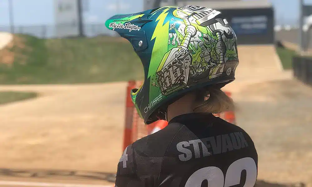 Priscilla Stevaux compete na etapa de Shepparton da Copa do Mundo de BMX
