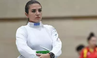 Amanda Simeão, na Etapa de Barcelona da Copa do Mundo de espada de esgrima seleção feminina copa do mundo de espada