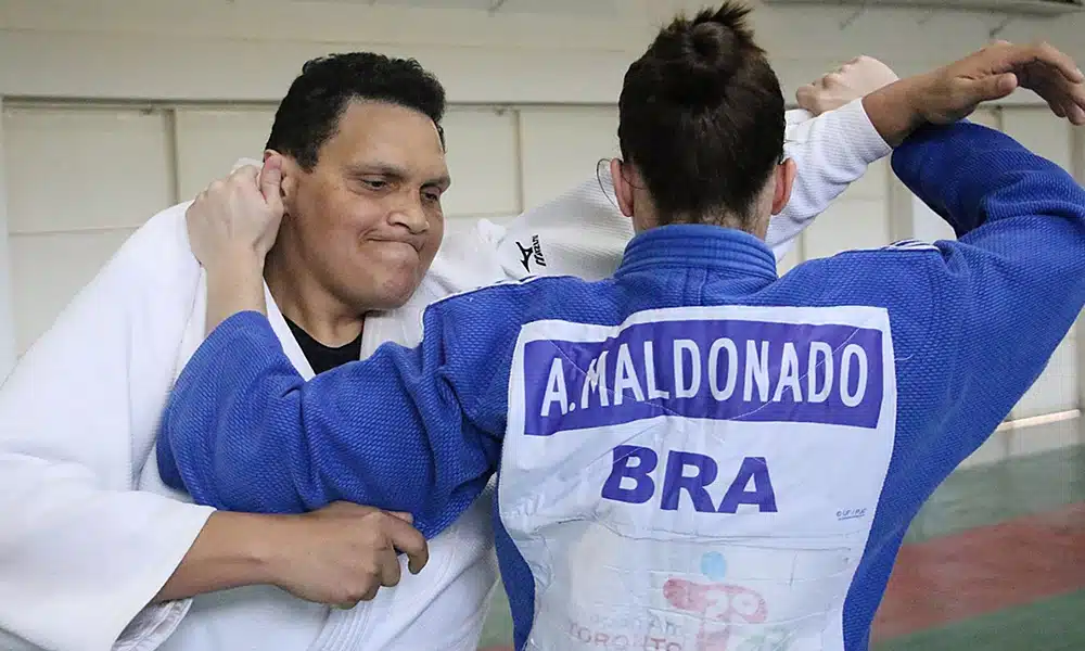 Paralimpíada de Tóquio Edinanci Silva e Alana Maldonado em treino da seleção brasileira de judô paralímpico