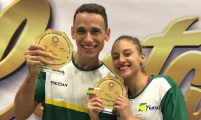 Ícaro Mguel e Milena Titoneli comemoram as vagas olímpicas conquistadas na Costa Rica (Foto: Divulgação/CBTKD)