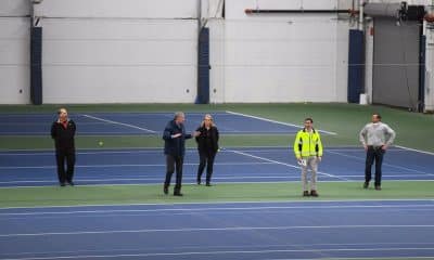 Prefeito de Nova York visita as instalações do Us Open de tênis, que servirão de hospital em meio à pandemia