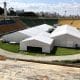 Hospital de campanha montado no Estádio do Pacaembu contra a pandemia