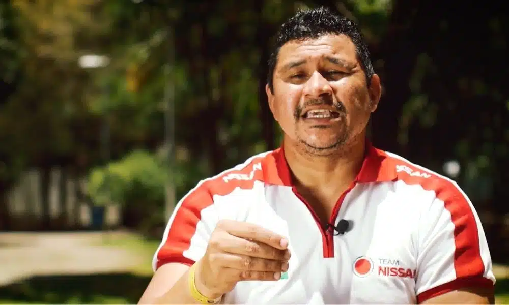 Clodoaldo Silva, ex atleta da natação paralímpica e mentor do Time Nissan, durante a gravação da série Inspiração (Reprodução)