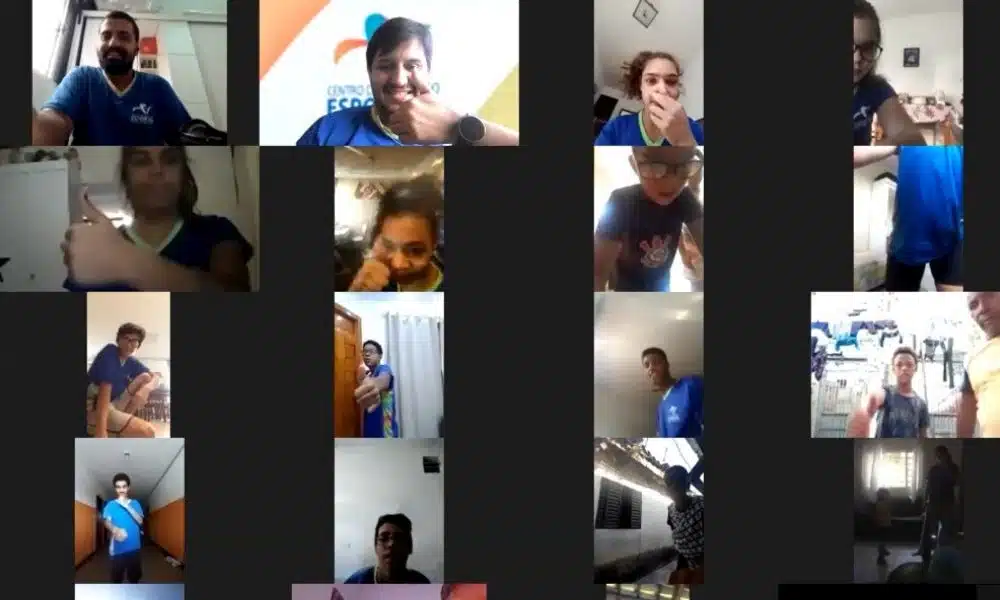 aula online de atletismo com os alunos da escolinha do cpb