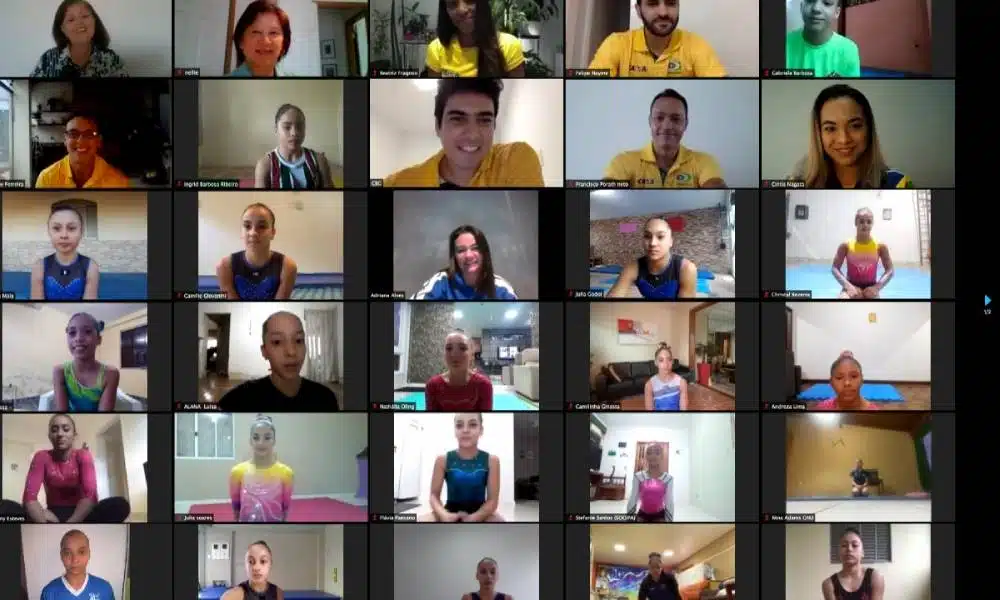 O treino online de ginástica artística organizado pela Confederação Brasileira de Ginástica (CBG) na terça-feira (2) atingiu mais de 1000 pessoas