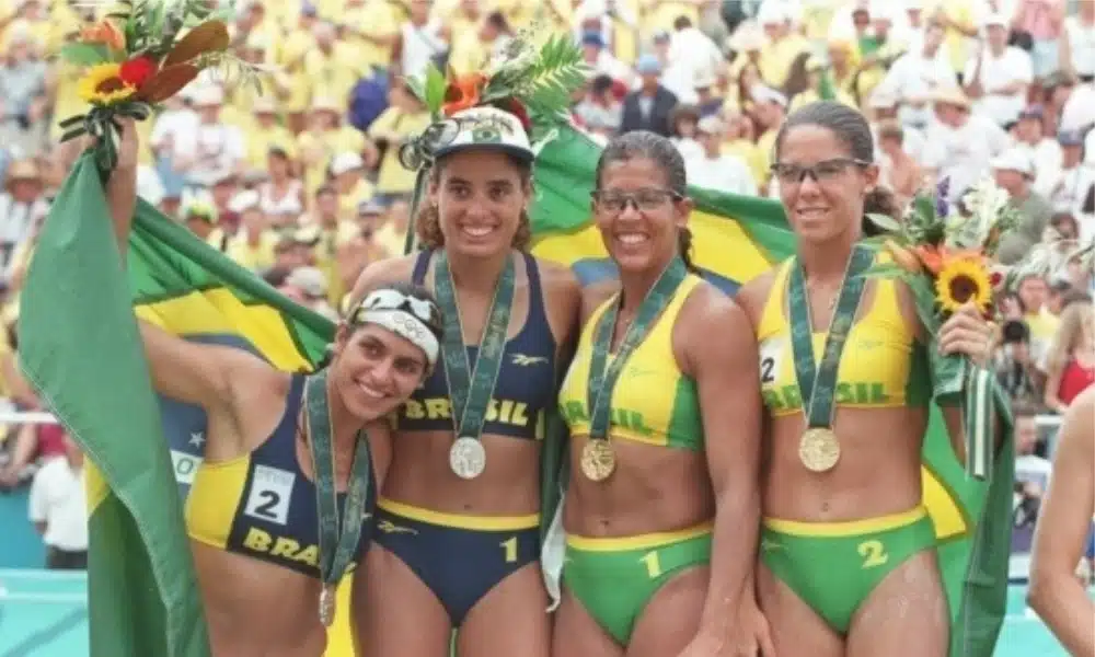 Atlanta-1996 - Vôlei de praia - Jacqueline Silva - Sandra Pires - Adriana Samuel - Mônica Rodrigues - Primeiras medalhistas femininas do Brasil