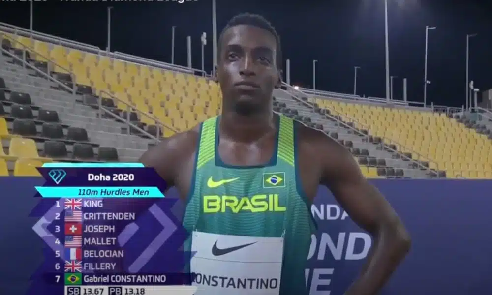 Gabriel Constantino quarto lugar nos 110 m com barreiras na etapa de Doha da Liga Diamante de Atletismo