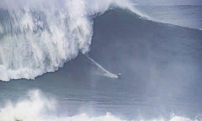 Maya Gabeira surfando onda de 22,4 metros e estabelecendo um novo recorde mundial (WSL/Poullenot)