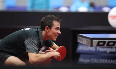 O Brasil não tem mais representantes na Copa do Mundo de tênis de mesa, competição que está sendo realizada em Dishang, na China. Neste sábado (14), o mesatenista Hugo Calderano, atleta do Time Nissan, foi eliminado nas oitavas de final pelo coreano Youngsik Jeoung, por 4 sets a 2, parciais de 11/8, 14/16, 11/9, 10/12, 11/2 e 11/7, em 1h13min de jogo. O outro competidor do país, Gustavo Tsuboi, caiu na fase de grupos da competição