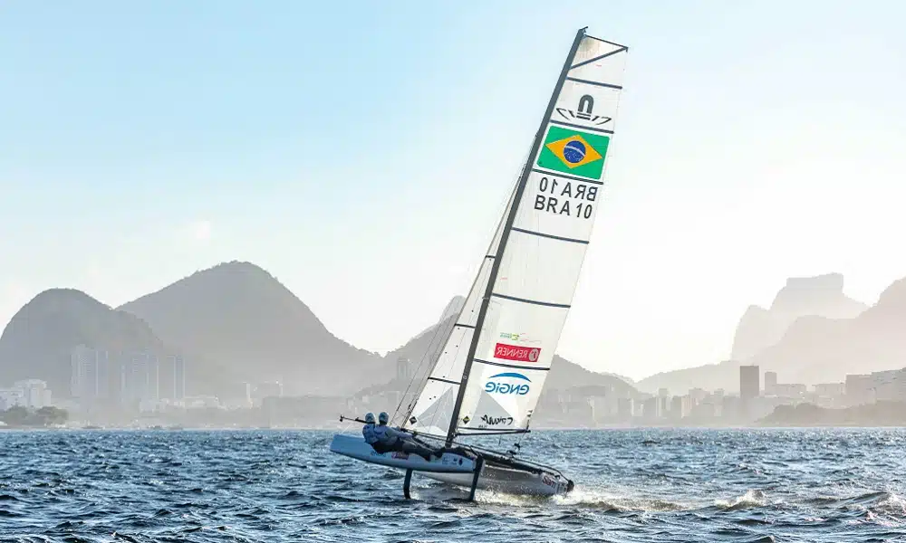 Dupla olímpica da Vela, Samuel Albrecht e Gabriela Nicolino em preparação para a Copa Brasil