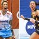As centrais Thaisa, do Minas, e Carol, do Praia, na decisão da Superliga de vôlei feminino