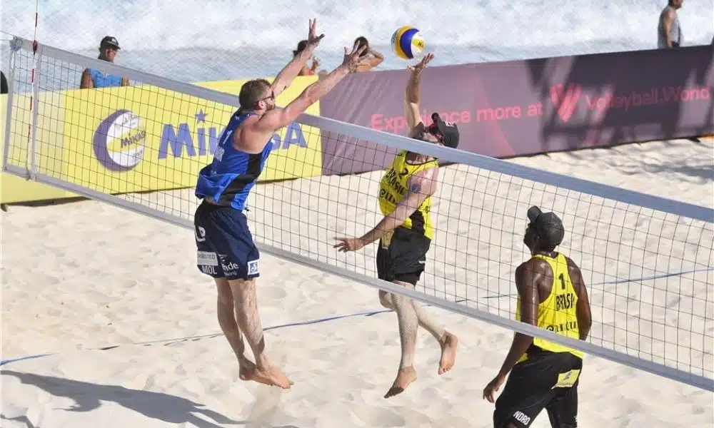 bruno schmidt volta ao circuito mundial de vôlei de praia com vitória ao lado do parceiro evandro