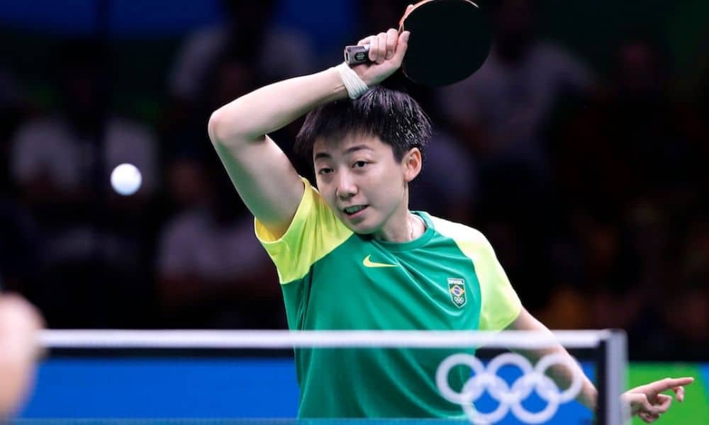 A mesatenista Gui Lin em ação nos Jogos do Rio-2016