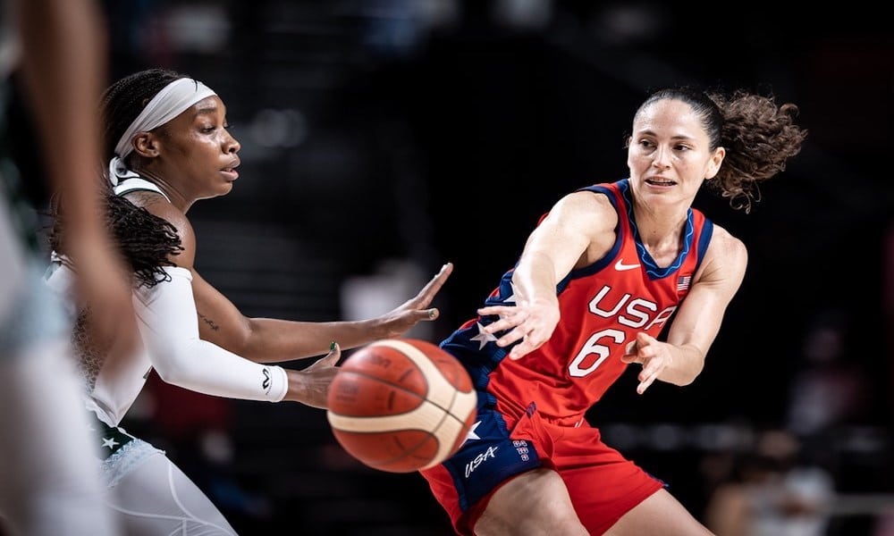 Sue Bird deu 13 assistências na partida entre EUA e Nigéria, nos Jogos Olímpicos