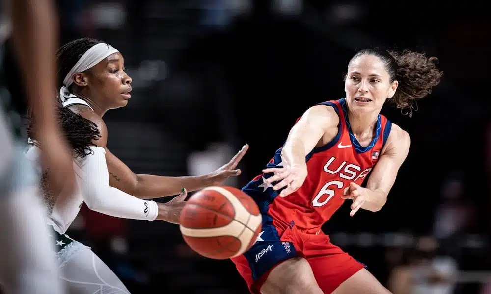 Sue Bird deu 13 assistências na partida entre EUA e Nigéria, nos Jogos Olímpicos