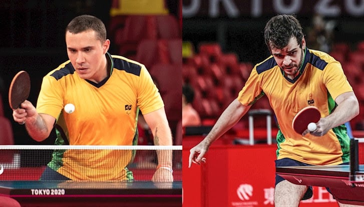 Israel Stroh, Paulo Salmin e Cátia Oliveira perderam nas duplas do tênis de mesa nos Jogos Paralímpicos de Tóquio