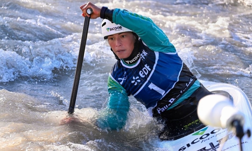 Ana Sátila e Mathieu Desnos competiram na Copa do Mundo de canoagem slalom