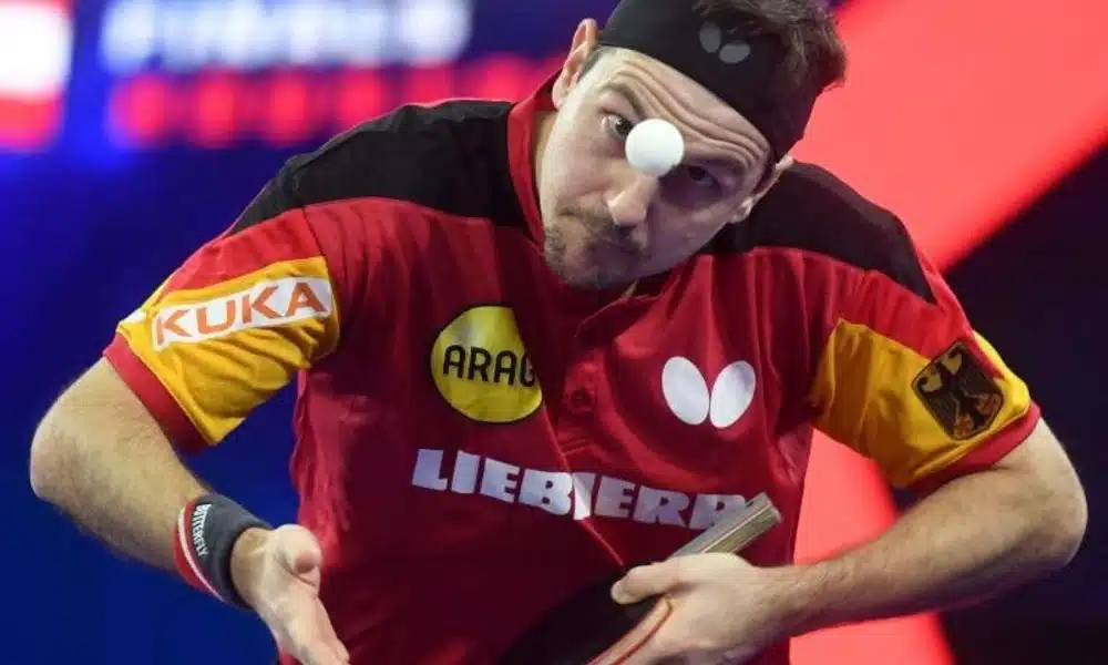 Timo Boll saca em Houston-2021