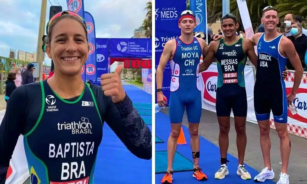 Luisa Baptista e Manoel Messias campeões da etapa de Viña del Mar da Copa América de triatlo