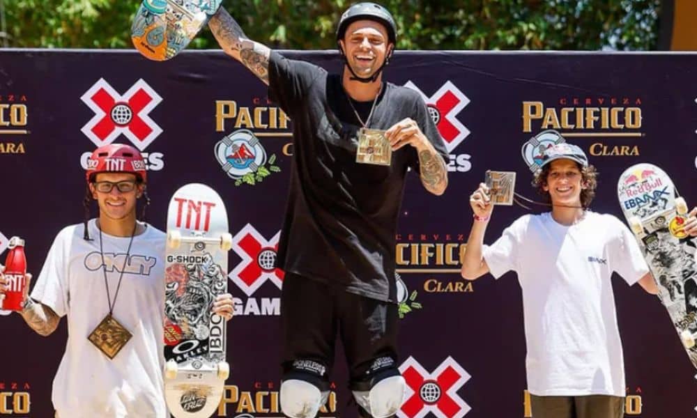 Gui Khury e Rony Gomes no pódio do vert best trick do X Games