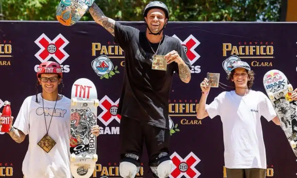 Gui Khury e Rony Gomes no pódio do vert best trick do X Games