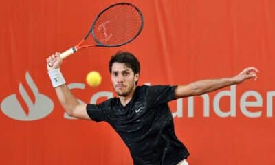 Eduardo Ribeiro, Joao Lucas Reis e Felipe Meligeni caíram nas semifinais de duplas dos challengers de Tampere e Amersfoort (Divulgação/ATP)