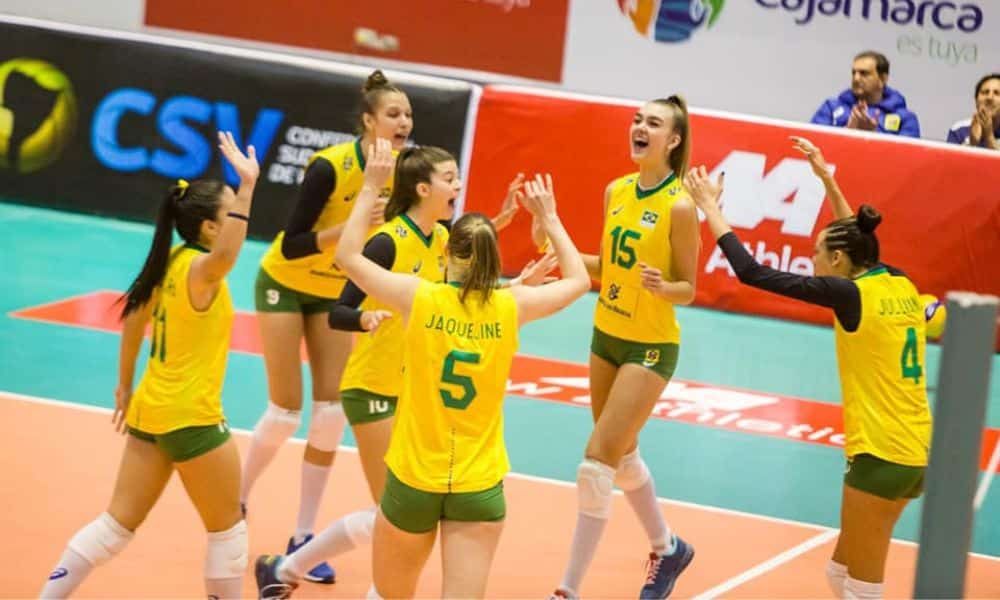 Brasil x Colômbia Sul-Americano Sub-21 de vôlei feminino
