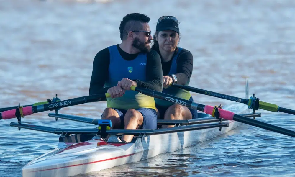 Josiane e Leandro no Mundial de remo