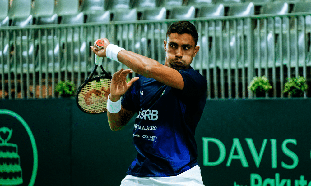 Thiago Monteiro Brasil x Portugal Copa Davis (Foto: Sara Falcão/CBT)