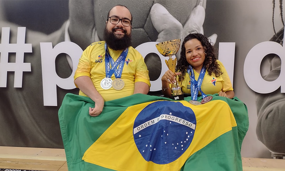 Mateus Carvalho Evelyn de Oliveira bocha copa do mundo de bocha medalha de prata por equipes Roma seleção brasileira de bocha