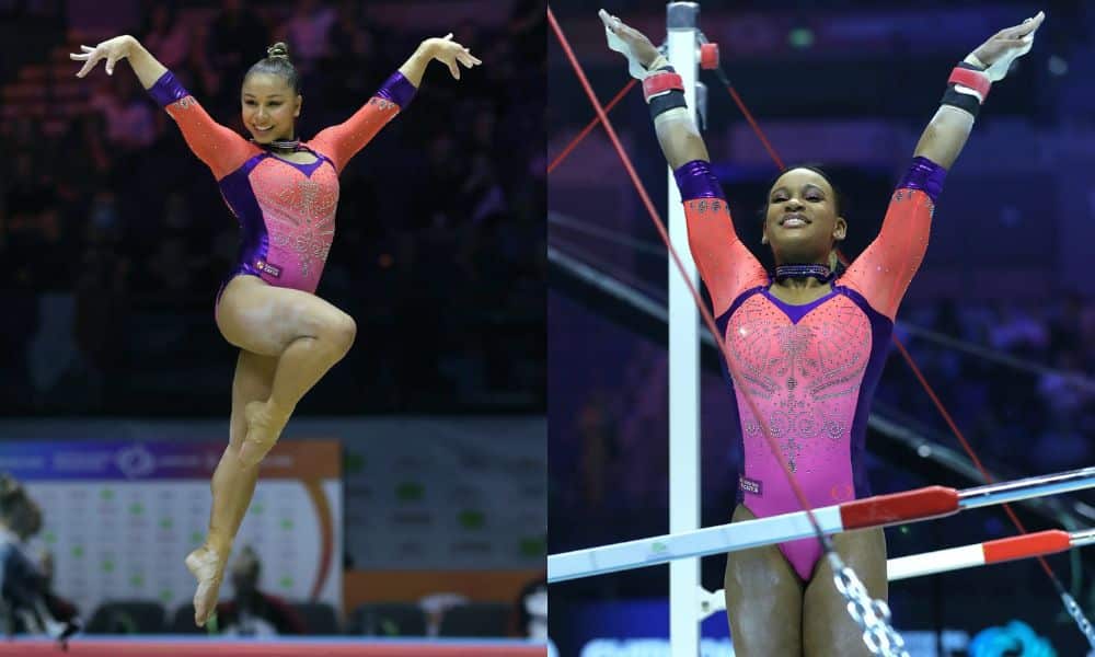 Brasil no Mundial de ginástica artística Montagem com fotos de Flávia e Rebeca