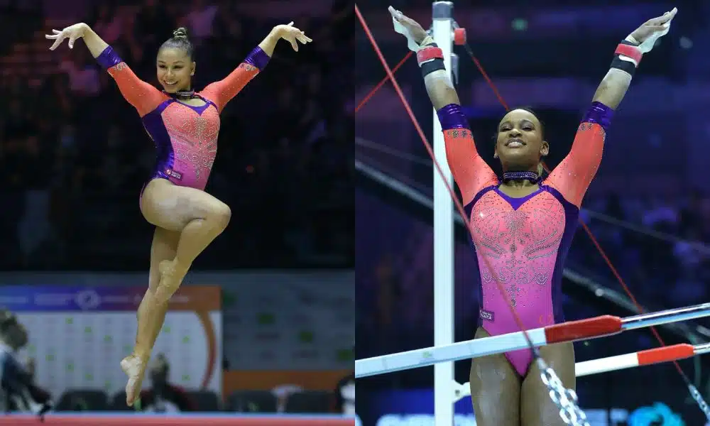 Brasil no Mundial de ginástica artística Montagem com fotos de Flávia e Rebeca