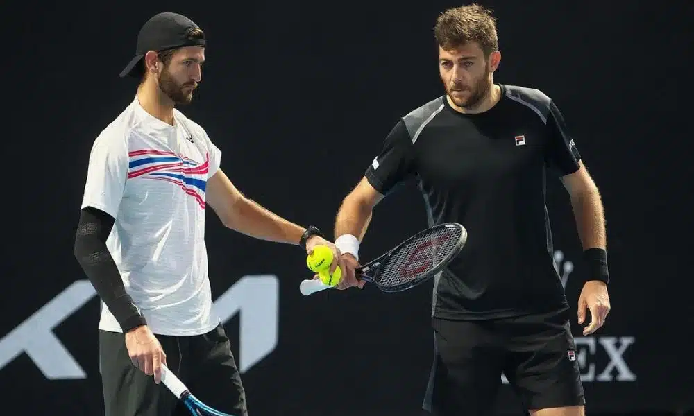 Marcelo Demoliner enquanto joga com Andrea Vavassori no ATP 250 de Marrakech Daniel Dutra