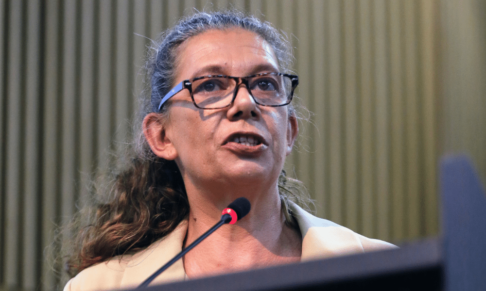 Ministra do Esporte Ana Moser anunciando importante mudança no Bolsa Atleta para mulheres durante gravidez