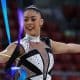 Bárbara Domingos, a Babi Domingos, enquanto compete na fita no Grand Prix de Thiais de ginástica rítmica / Pan-Americano