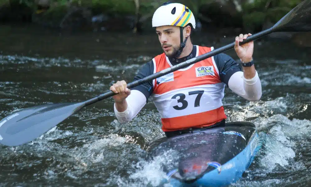 Pedro Gonçalves em ação pelo Pan-Americano de Canoagem Slalom C1 K1